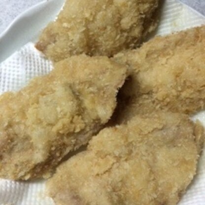 肉が厚くないので、火の通りが速くて嬉しい～♪
トンカツソースとおろしポン酢醤油で。シソの風味で、さっぱりしますね～♪
美味しかったです♪レシピ、ありがとう～